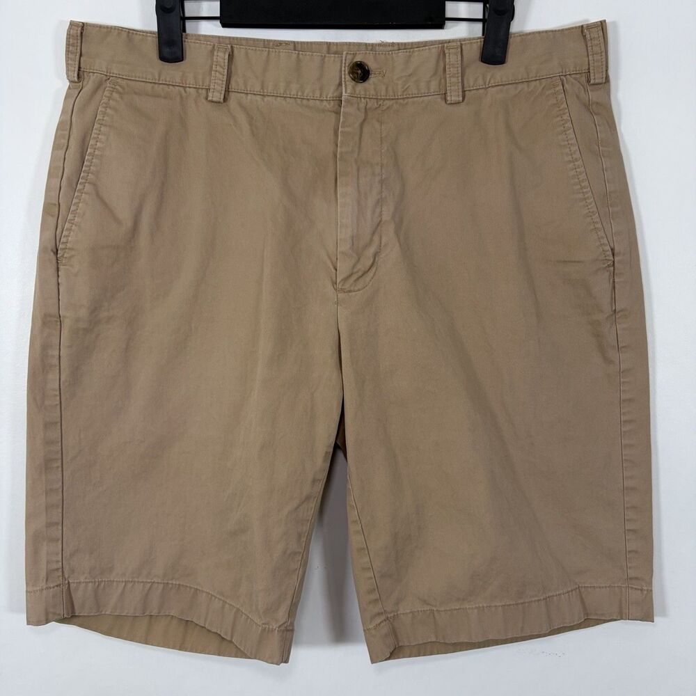 Brooks Brothers 346 Chino Shorts Mens Size 35 Beige Khaki 10” Inseam Flat Front
